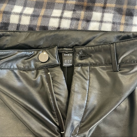 Shein Black Leather Flare Pants - Picture 3 of 4